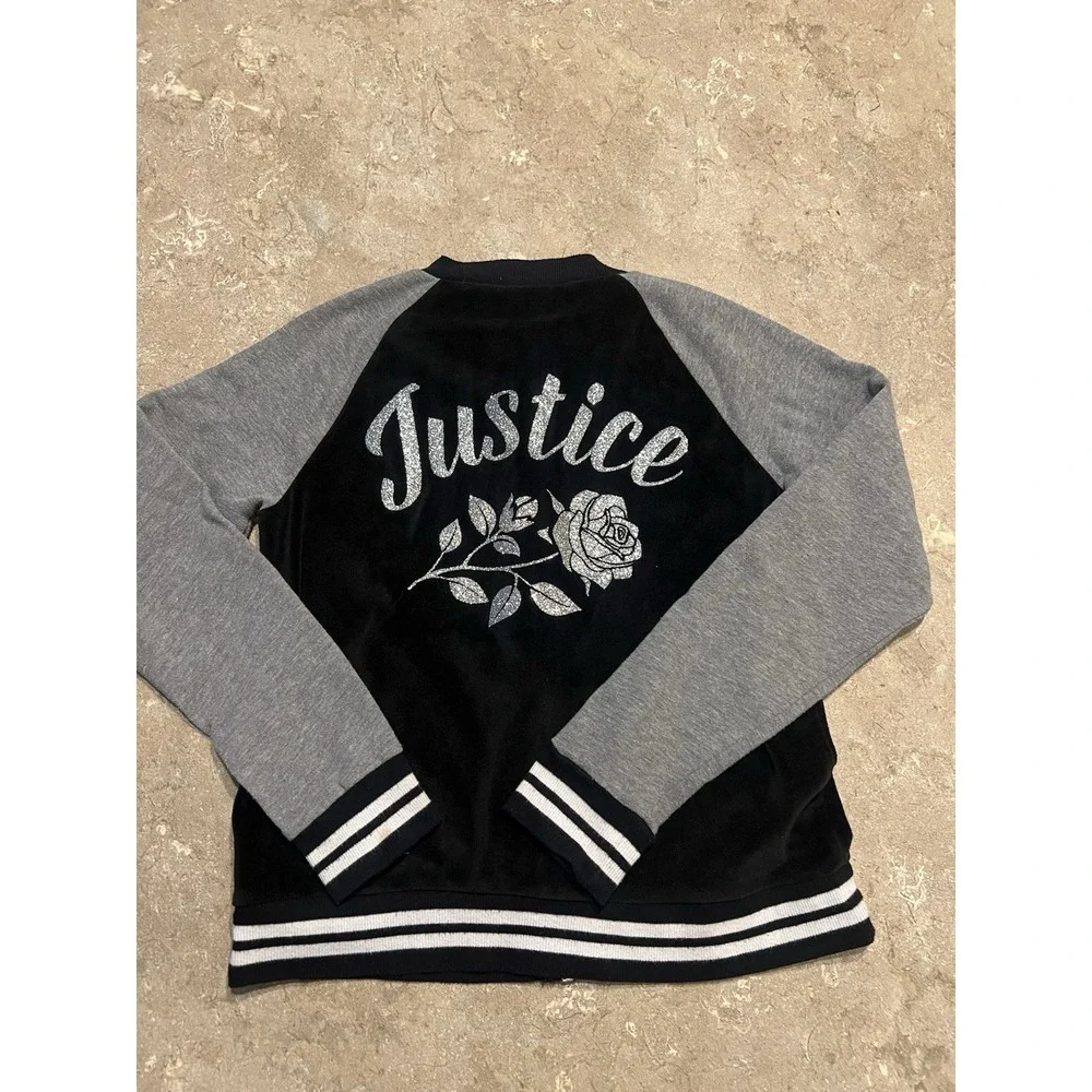 Justice Active Black and Gray Girls Zip Up Sweatshirt/Jacket Size 12